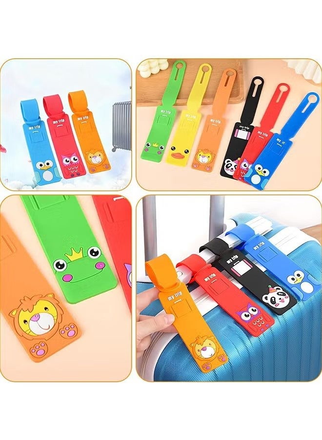 Ba Love 6 Pcs Silicone Luggage Tags -Cartoon Animal Name Tags - Suitcase Name Address ID Tags, Soft Durable Silicone, Bright Colors for Easy Bag Identification - for Travel Bag, Checked Luggage, Suitcases, Laptop Bags, Backpacks - Image 5