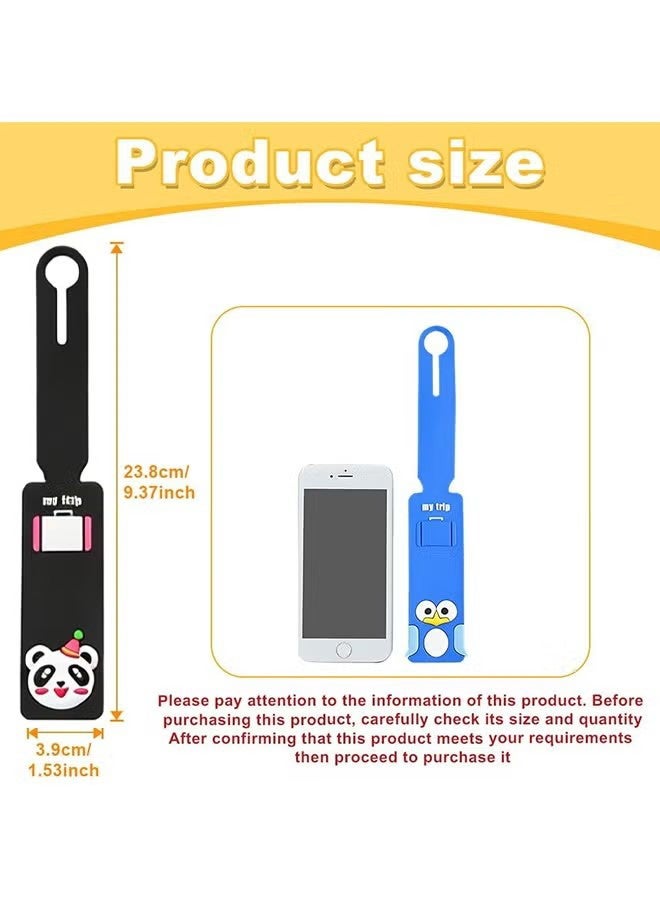 Ba Love 6 Pcs Silicone Luggage Tags -Cartoon Animal Name Tags - Suitcase Name Address ID Tags, Soft Durable Silicone, Bright Colors for Easy Bag Identification - for Travel Bag, Checked Luggage, Suitcases, Laptop Bags, Backpacks - Image 2