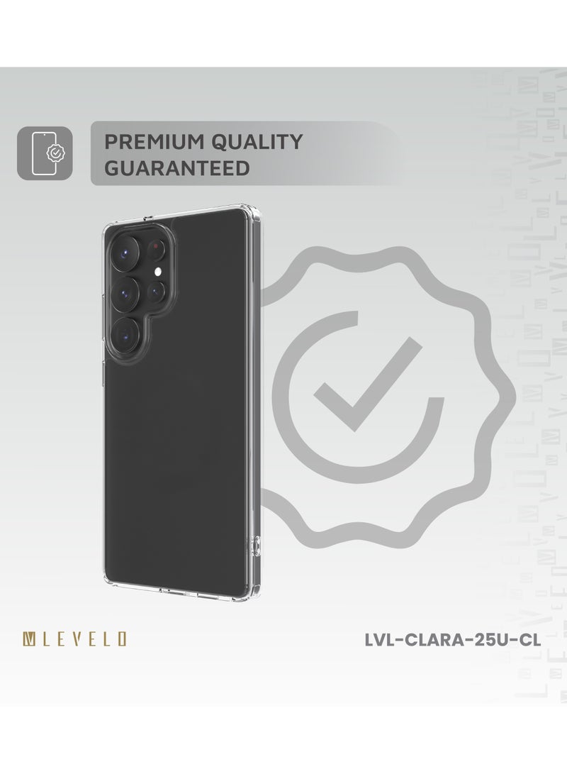 LEVELO Galaxy S25 Ultra Case Clara Clear / Scratch Resistance / Clearview / Protecting Case / Durable Cover / Damage Protection / Flexible Back cover - Image 5