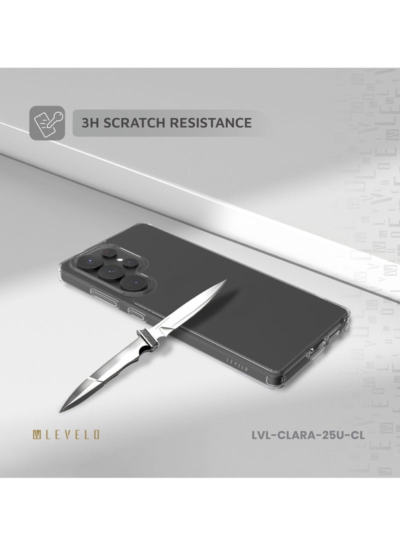 LEVELO Galaxy S25 Ultra Case Clara Clear / Scratch Resistance / Clearview / Protecting Case / Durable Cover / Damage Protection / Flexible Back cover - Image 4