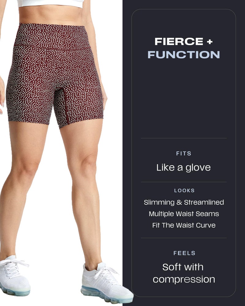 Aoxjox Trinity Workout Biker Shorts for Women Tummy Control High Waisted Exercise Athletic Gym Running Yoga Short 6" (Dark Red Dot Print, Small) - Image 4