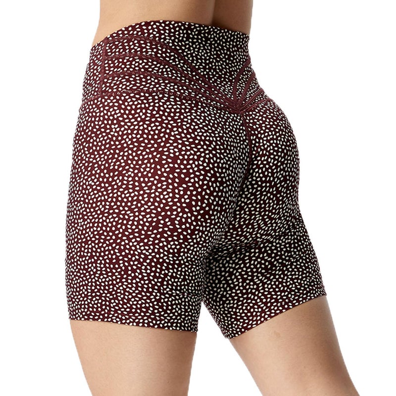 Aoxjox Trinity Workout Biker Shorts for Women Tummy Control High Waisted Exercise Athletic Gym Running Yoga Short 6" (Dark Red Dot Print, Small) - Image 1