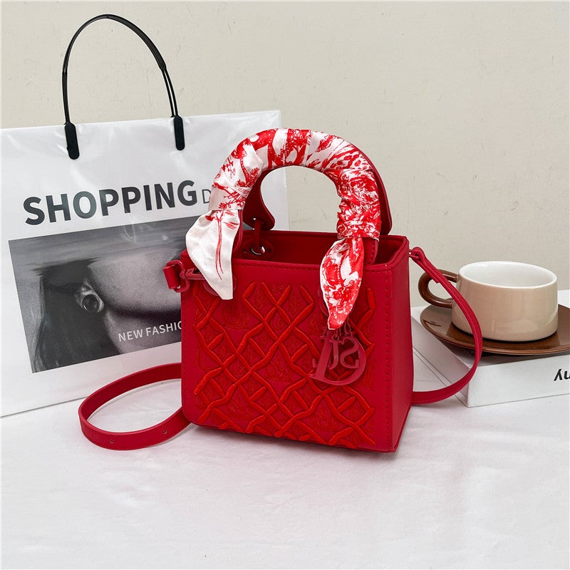 Beibei Shangpin Fashion Heavy Industry Embroidered Silk Scarf Daffy Bag Portable Single Shoulder Crossbody Trendy Women'S Bag - Image 1