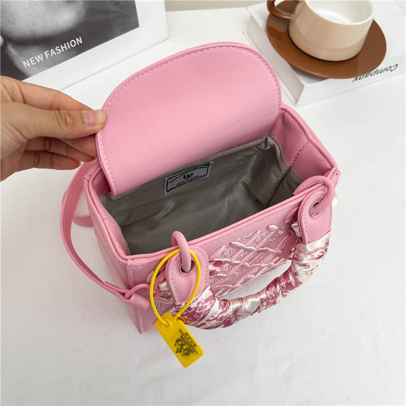 Beibei Shangpin Fashion Heavy Industry Embroidered Silk Scarf Daffy Bag Portable Single Shoulder Crossbody Trendy Women'S Bag - Image 5