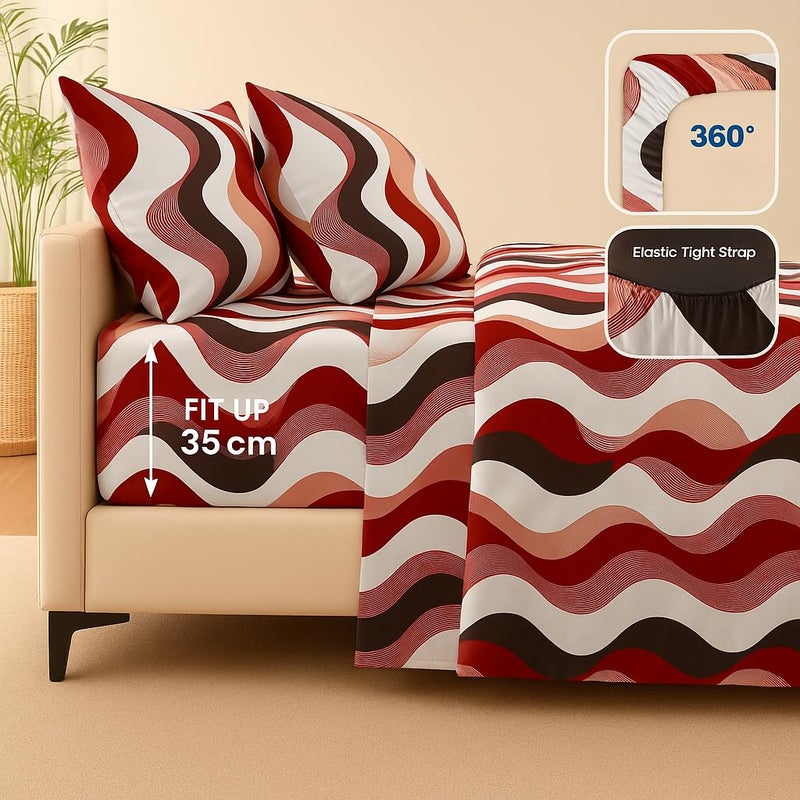 Amali  4 Pieces Bedsheet Set Single Size (120 x 200+35cm) Including 1 Duvet Cover 1 Fitted Sheet 1 Oxford & 1 Standard Pillowcases Durable & Long Lasting Quality - Image 2