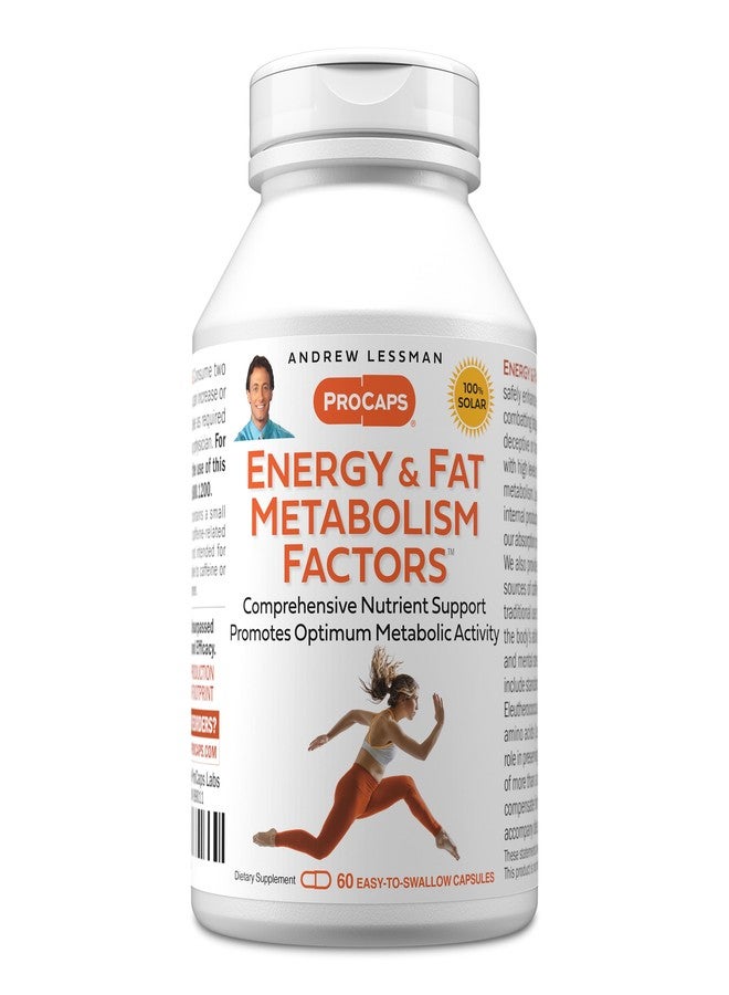 ANDREW LESSMAN Energy and Fat Metabolism Factors 60 Capsules - Promotes Optimum Fat Burning and Energy Metabolism, with Carnitine, Green Tea, Guarana, Ginseng, B-Complex. Easy to Swallow Capsules - Image 1