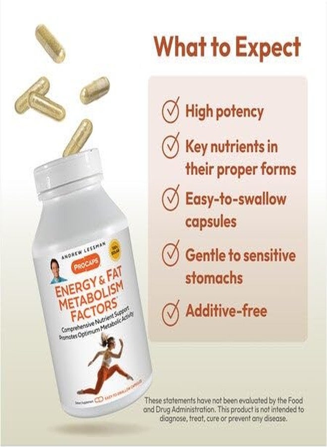ANDREW LESSMAN Energy and Fat Metabolism Factors 60 Capsules - Promotes Optimum Fat Burning and Energy Metabolism, with Carnitine, Green Tea, Guarana, Ginseng, B-Complex. Easy to Swallow Capsules - Image 4
