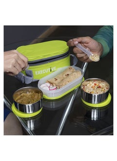 Milton Milton Executive Lunch Box Soft Insulated Tiffin Box2 SS Container 1 Microwave Safe Container Green  - Image 5