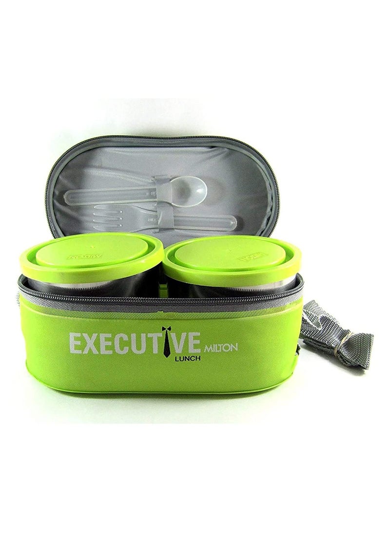 Milton - Milton Executive Lunch Box Soft Insulated Tiffin Box2 SS Container 1 Microwave Safe Container Green - Image 1