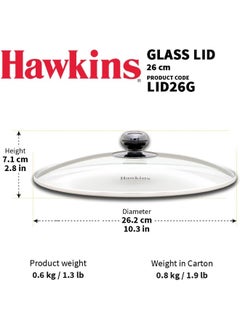 Hawkins 26 Cm Toughened Glass Lid With Stainless Steel Rim,Transparent  - Image 3