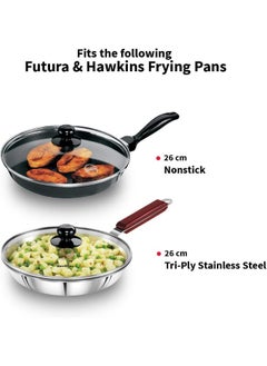 Hawkins 26 Cm Toughened Glass Lid With Stainless Steel Rim,Transparent  - Image 5