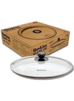 Hawkins 26 Cm Toughened Glass Lid With Stainless Steel Rim,Transparent  - Image 1