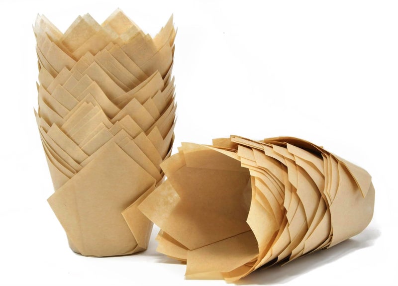 Bakery Direct 50 Standard Size Tulip Muffin Cases Wraps Colour Caramel