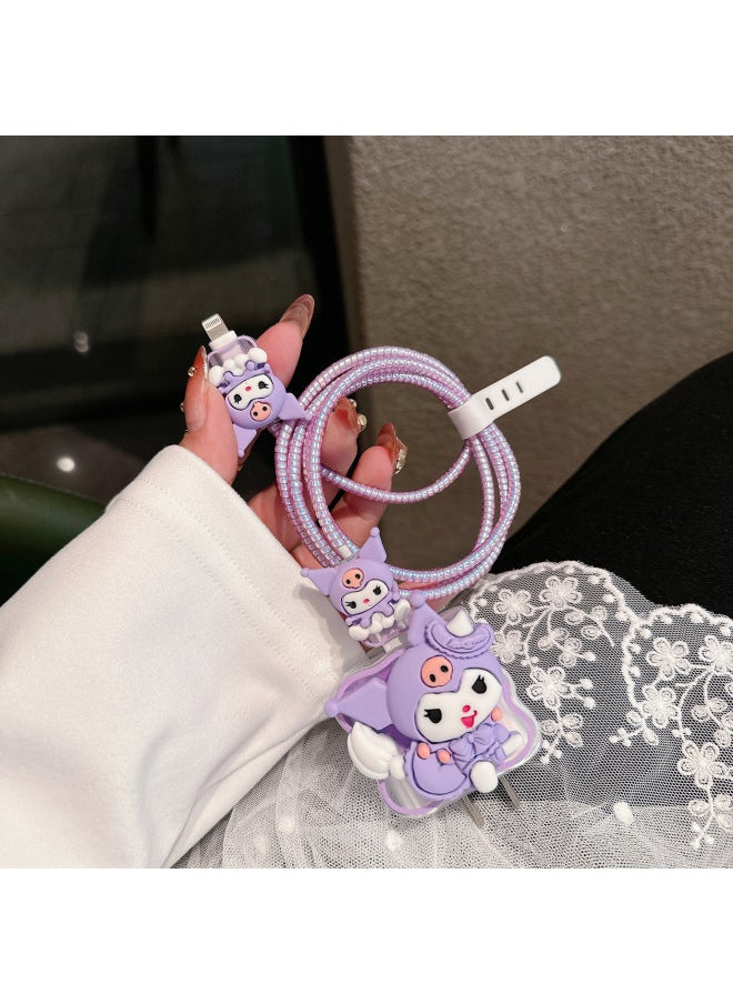 Generic - Cartoon Data Cable Protective Cover For 20w For Iphone 16 15 Charger For Iphone14 Soft Case 13 Fast Charge 12 Women-Color:Bear Pacha Dog [5-piece Set]-Applicable Models:18W/20W - Image 1