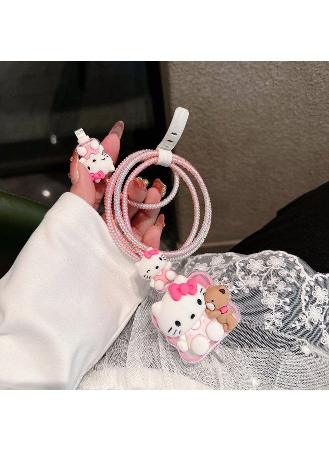 Generic - Cartoon Data Cable Protective Cover For 20w For Iphone 16 15 Charger For Iphone14 Soft Case 13 Fast Charge 12 Women-Color:Bear Pacha Dog [5-piece Set]-Applicable Models:18W/20W - Image 1