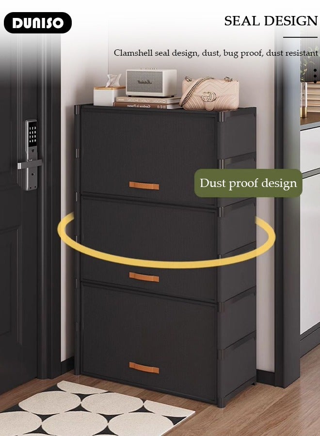 DUNISO رف أحذية مكون من 7 طبقات لمدخل المنزل، منظم أحذية محمول مع باب، خزانة تخزين أحذية، منظم أحذية موفر للمساحة للدواليب، الممرات، غرف النوم، المدخل، السكن الجامعي، غرفة النوم - Image 3