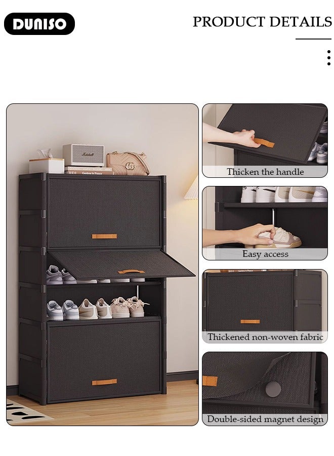 DUNISO رف أحذية مكون من 7 طبقات لمدخل المنزل، منظم أحذية محمول مع باب، خزانة تخزين أحذية، منظم أحذية موفر للمساحة للدواليب، الممرات، غرف النوم، المدخل، السكن الجامعي، غرفة النوم - Image 2