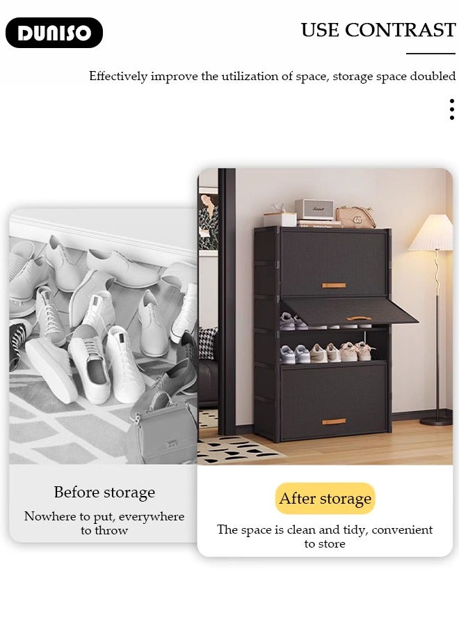 DUNISO رف أحذية مكون من 7 طبقات لمدخل المنزل، منظم أحذية محمول مع باب، خزانة تخزين أحذية، منظم أحذية موفر للمساحة للدواليب، الممرات، غرف النوم، المدخل، السكن الجامعي، غرفة النوم - Image 5