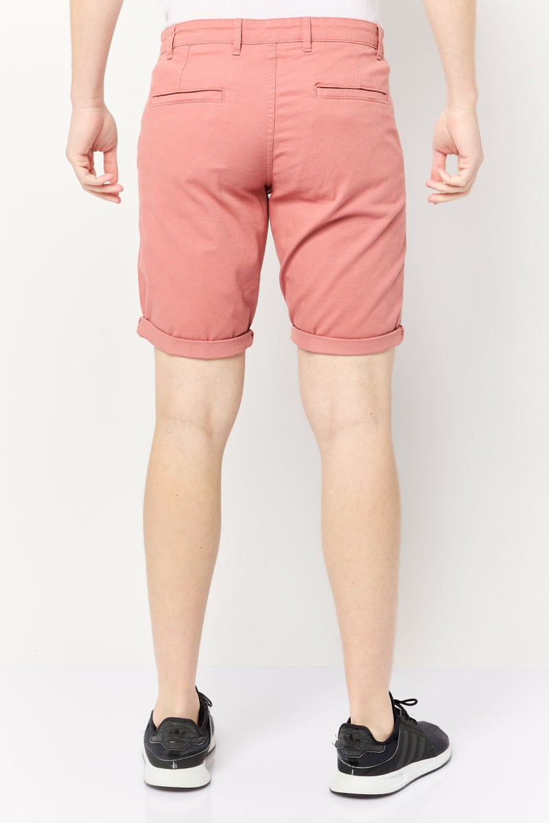 Celio Men Solid Basic Shorts, Peach - Image 4