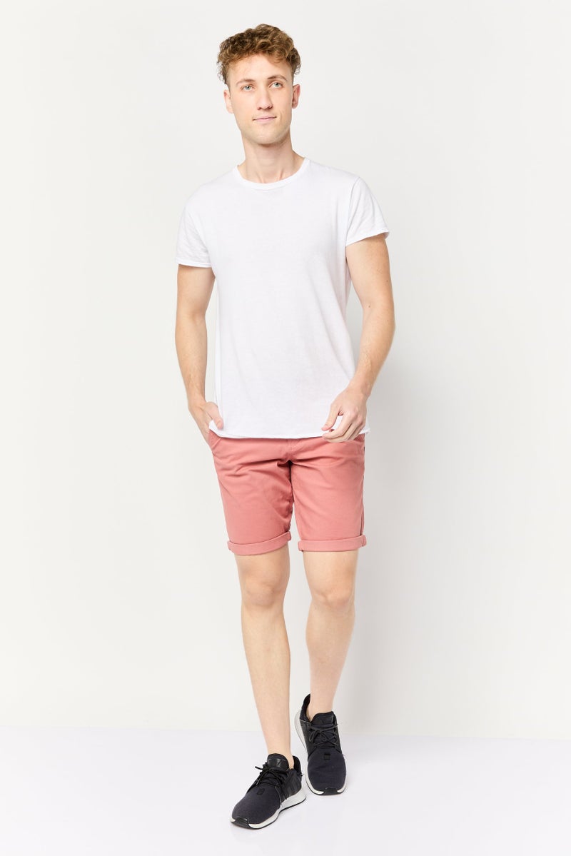 Celio Men Solid Basic Shorts, Peach - Image 2