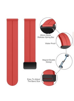 Silicone Band With Magnetic Folding Buckle For Oraimo OSW16- Smart Watch- Smart Watch , Quick Release Silicone Straps For Women Men (Red  )