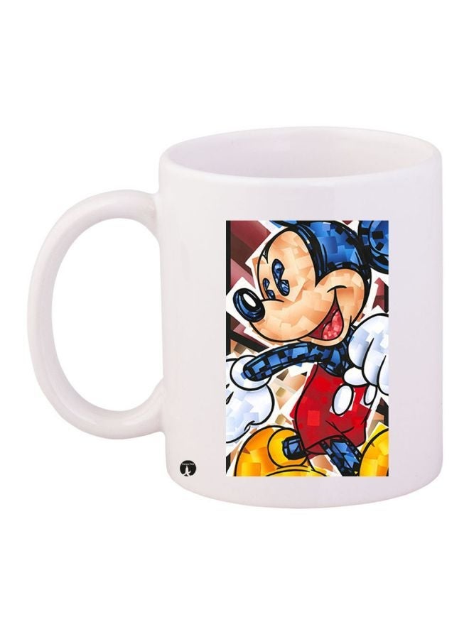 RYN Mickey Mouse Printed Coffee Mug White/Beige/Red 11ounce