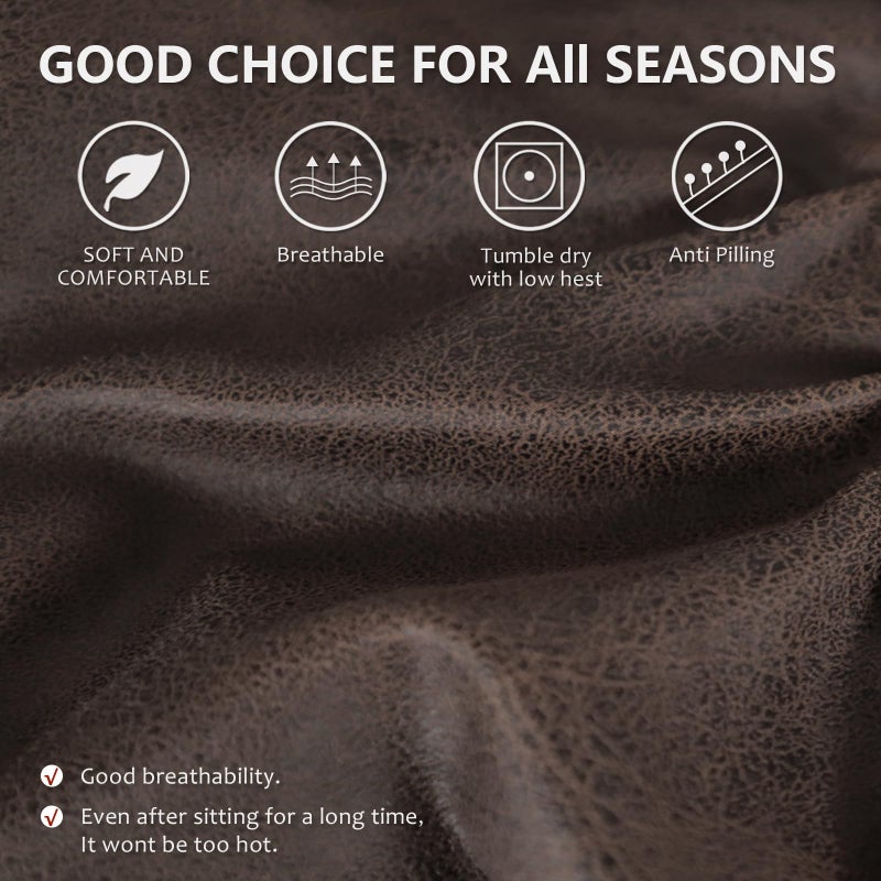 molasofa Recliner Sofa Covers - Leather Like Recliner Sofa 3 Seater Recliner Couch Covers for 3 Cushion Couch 8 Pieces Washable Stretch Reclining Sofa Slipcovers (Dark Brown) - Image 4
