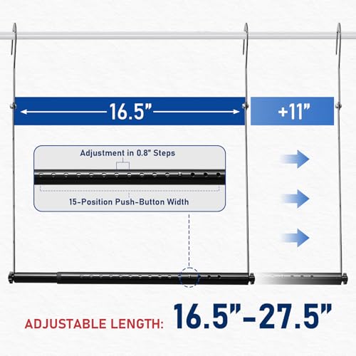UIABOPZ Hanging Closet Rod Extenders, Adjustable Width and Height Closet Extender Hanging Rod, Space-Saving Closet Hanging Rod, Heavy Duty Closet Bar for Hanging Clothes, 1 Pack White - Image 4