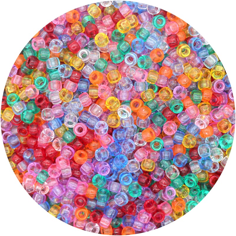 GMMA Transparent Clear Pony Beads for Friendship Bracelets for Jewelry Making 1000 Pcs Plastic Colourful Beads for 6x9mm for DIY Bracelet Necklace Party Decoration Supplies - Image 1
