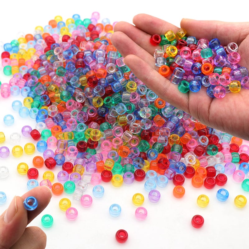 GMMA Transparent Clear Pony Beads for Friendship Bracelets for Jewelry Making 1000 Pcs Plastic Colourful Beads for 6x9mm for DIY Bracelet Necklace Party Decoration Supplies - Image 3