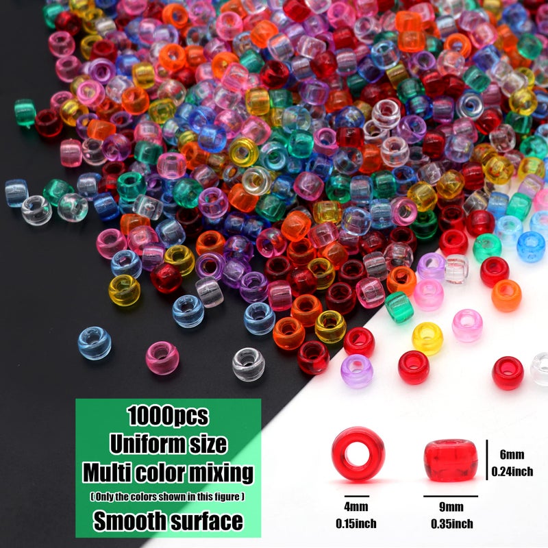 GMMA Transparent Clear Pony Beads for Friendship Bracelets for Jewelry Making 1000 Pcs Plastic Colourful Beads for 6x9mm for DIY Bracelet Necklace Party Decoration Supplies - Image 2