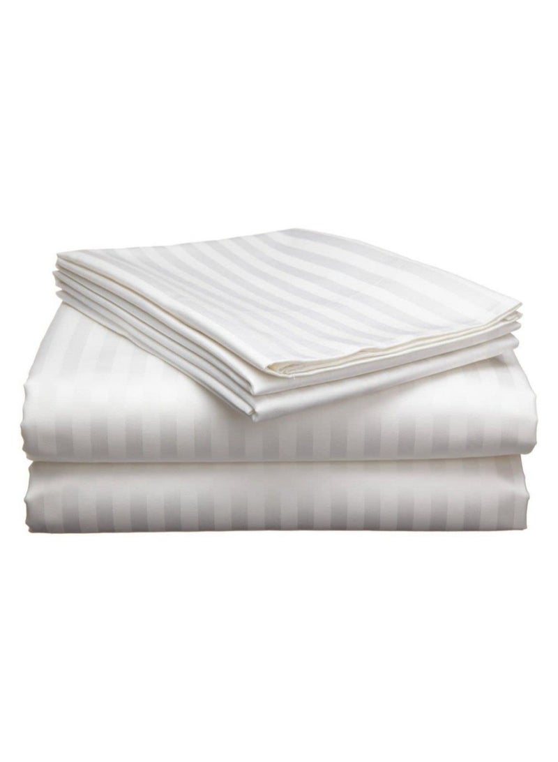 PIONEER SUPERKING WHITE STRIPE HOTEL QUALITY 3 PC BEDSHEET SET - Image 1