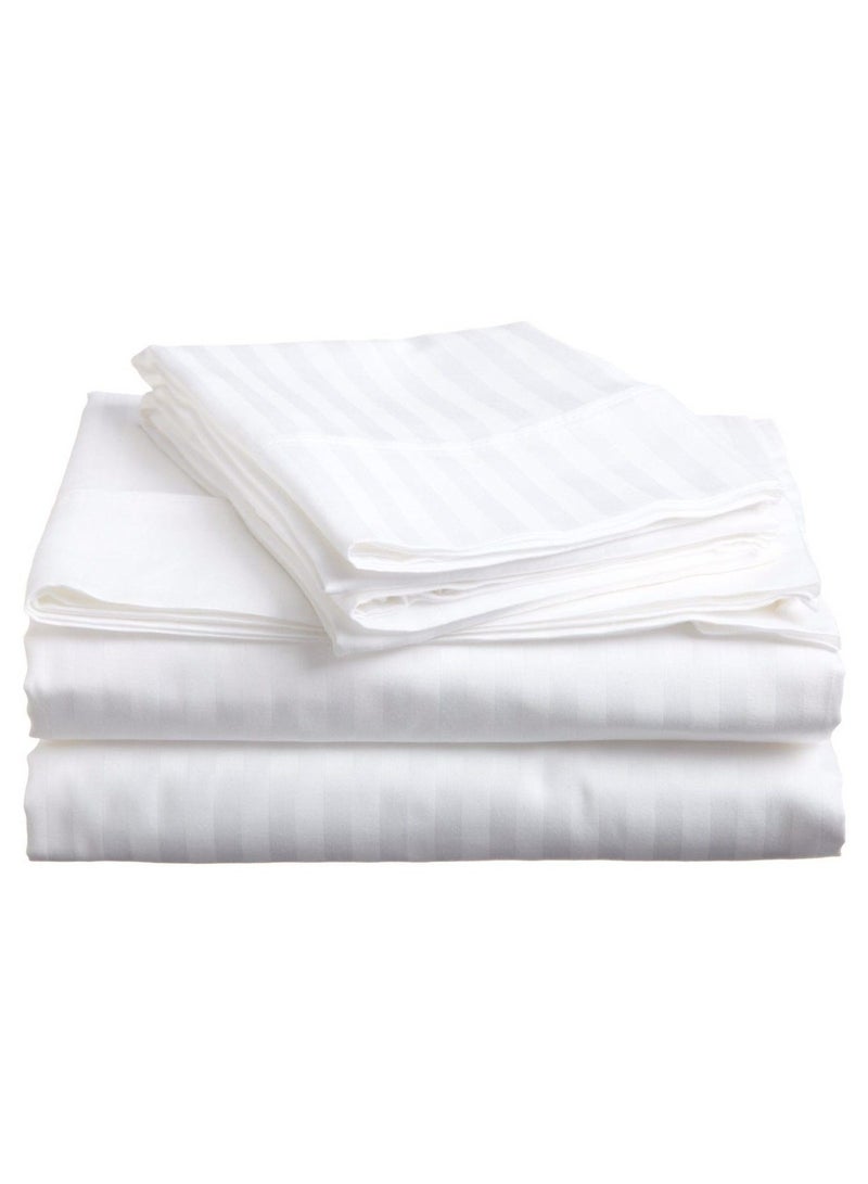 PIONEER SUPERKING WHITE STRIPE HOTEL QUALITY 3 PC BEDSHEET SET - Image 2
