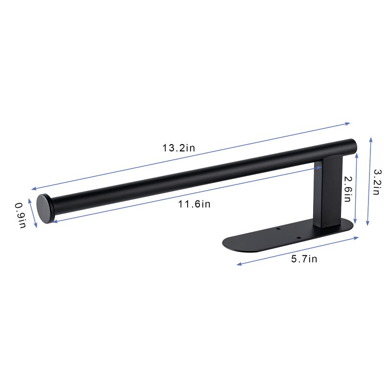 Honmein Paper Towel Holder, Upgrade SUS304 Stainless Steel Paper Towel Holder Under Cabinet, Bend-Resistant, Self-Adhesive or Drill mounting (Black) - Image 3