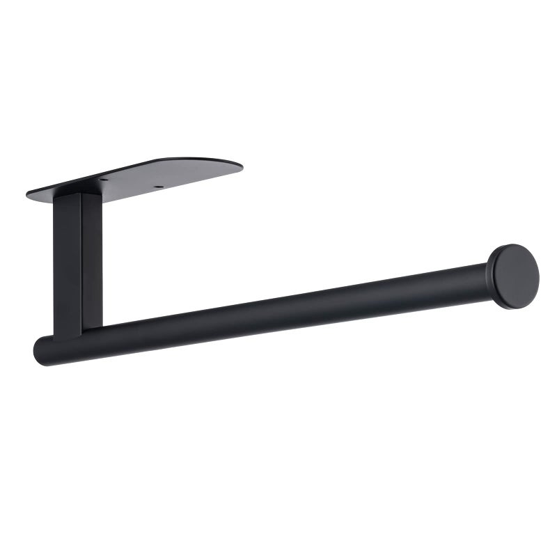 Honmein Paper Towel Holder, Upgrade SUS304 Stainless Steel Paper Towel Holder Under Cabinet, Bend-Resistant, Self-Adhesive or Drill mounting (Black) - Image 1