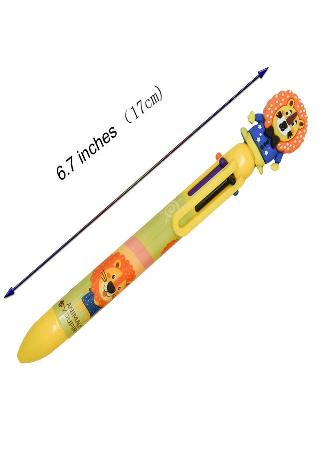 Lopenle 8 PCS Multicolor Ballpoint Pens 6-in-1 Pen 6 Colors Giraffe Pens Lion Pens Animal Retractable Pen For School Home Office Stationery - Image 4