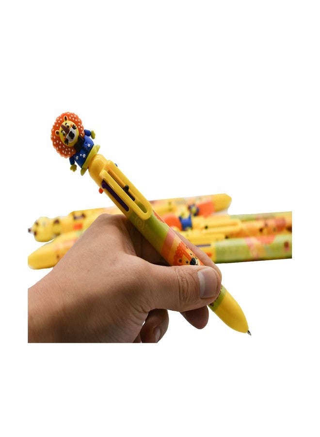 Lopenle 8 PCS Multicolor Ballpoint Pens 6-in-1 Pen 6 Colors Giraffe Pens Lion Pens Animal Retractable Pen For School Home Office Stationery - Image 5