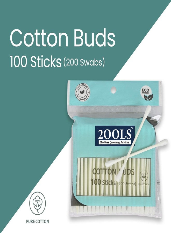 2OOLS Earbuds Cotton Swabs - Set of 1 (100 PCS) | Soft & Safe Double-Tipped Ear Cleaning Sticks | Resealable Travel-Friendly Pouch | Personal Hygiene, Baby Care & Makeup Use (TSCS8002) (100 Sticks (200 Swabs) - Image 2