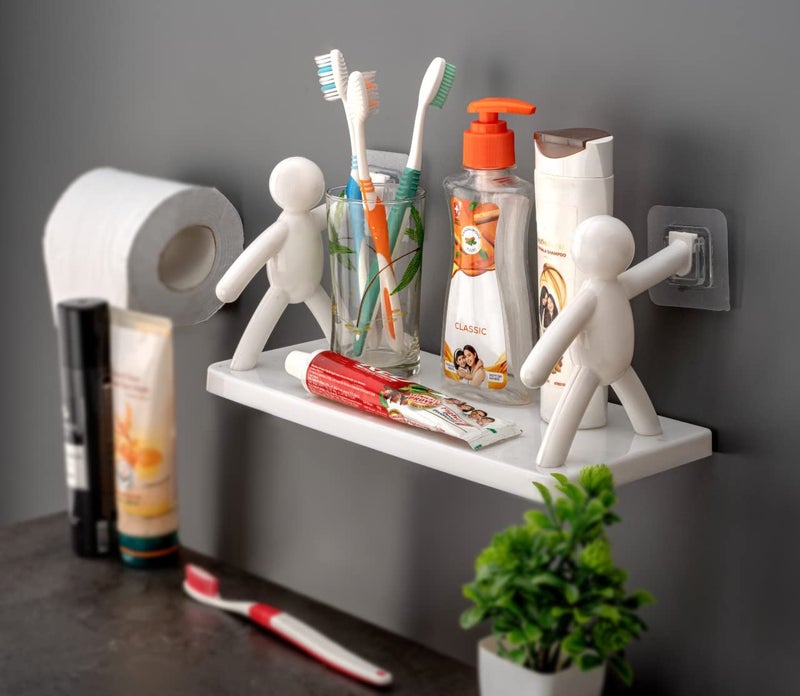 Ality Multipurpose Trendy KitchenBedroomLiving RoomBathroom Wall Holder Storage Rack Shelf Plastic Wall Shelf Number of Shelves 1 White