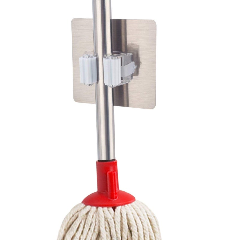 AMULAKH 1 pcs Broom Mop Holder Broom Gripper Holds Self Adhesive Reusable No Drilling Super AntiSlip Wall Mounted Storage Rack Storage Organization for Your Home Kitchen and Wardrobe