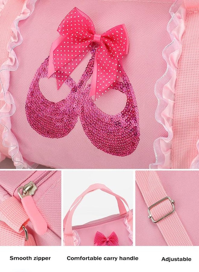 Cute Girls Dance Bag, Lace Fitness Sports Yoga Ballet Dance Bag, Zipper Travel Bag with Adjustable Shoulder Strap, for Teens, Toddlers - Image 3