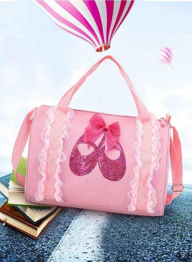 Cute Girls Dance Bag, Lace Fitness Sports Yoga Ballet Dance Bag, Zipper Travel Bag with Adjustable Shoulder Strap, for Teens, Toddlers - Image 4