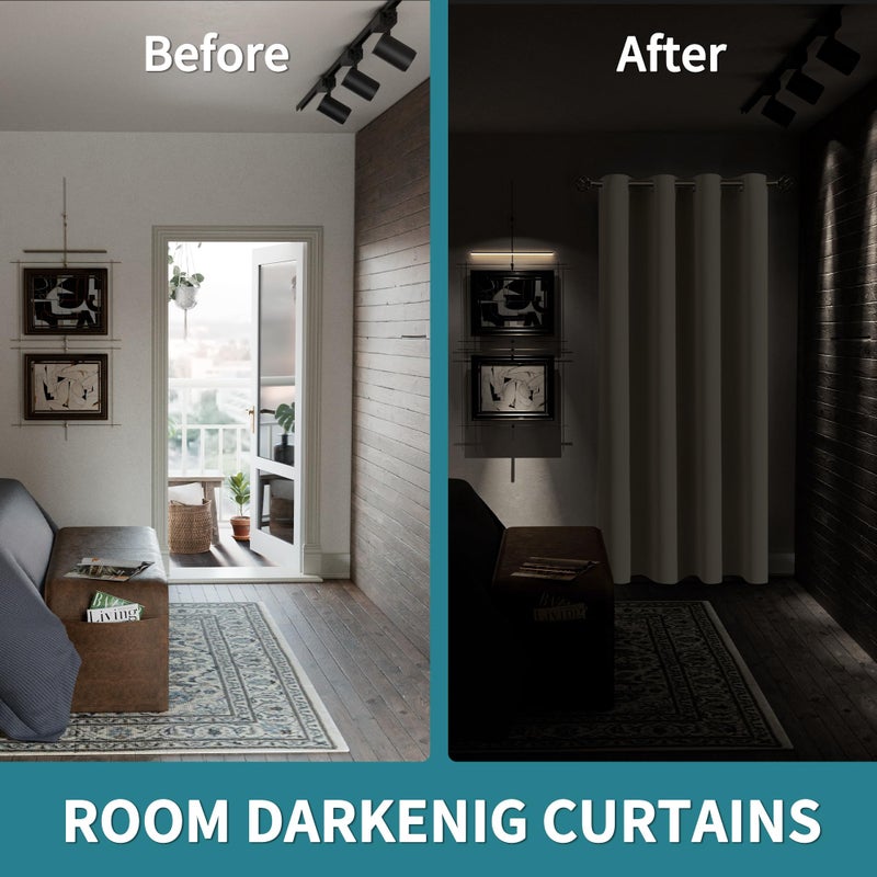 BGment غرفة بئسة ستارة الستار 84 بوصة طويلة لغرفة المعيشة جروميت العزل الحراري ستارة معالجة النافذة لغرفة النوم 1 لوحة 52 × 84 بوصة البيج - Image 3