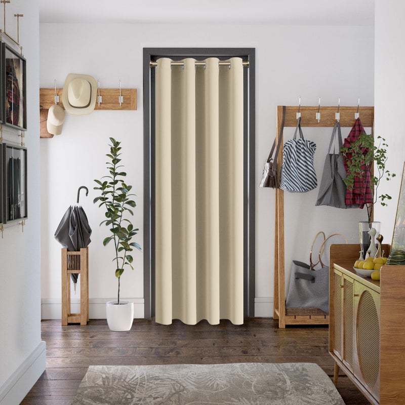 BGment غرفة بئسة ستارة الستار 84 بوصة طويلة لغرفة المعيشة جروميت العزل الحراري ستارة معالجة النافذة لغرفة النوم 1 لوحة 52 × 84 بوصة البيج - Image 1