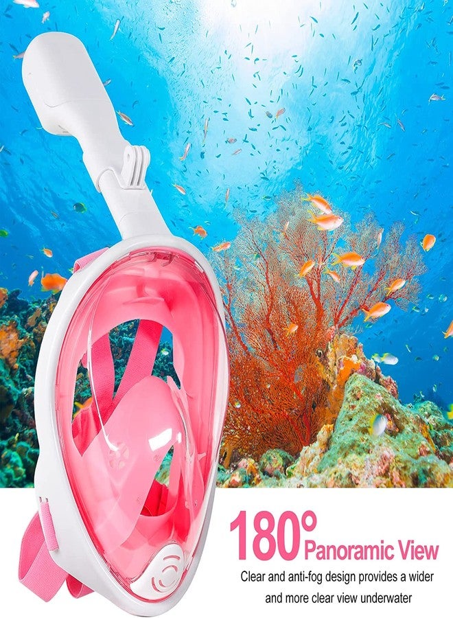 FEELING MALL Full Face Snorkel Mask Snorkeling Gear with Anti-Fog Full face Dive Mask and Detachable Camera Mount Snorkeling Set for Kids Underwater Swimming (Pink-XL) - Image 2