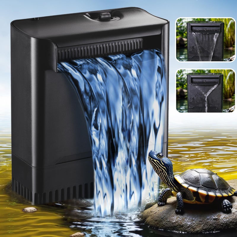 TARARIUM 290GPH Turtle Tank Filter for 20-85 Gallon, Turtle Filter Low Water Level Available and Flow Adjustable, Turtle Water Filter for Shrimps Amphibians Turtle Tank Saltwater Freshwater Crystal Clear - Image 1