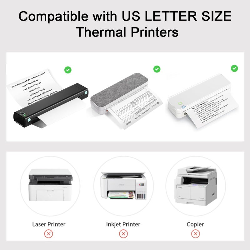 Bagvhandbagro Thermal Printer Paper 8.5 x 11 Inch, 200 Sheets US Letter Size Thermal Paper, Compatible with M08F/A40 Thermal Portable Printer, Continual Feeding Folded Printing Paper (200 Sheets/Continuous Folding) - Image 4