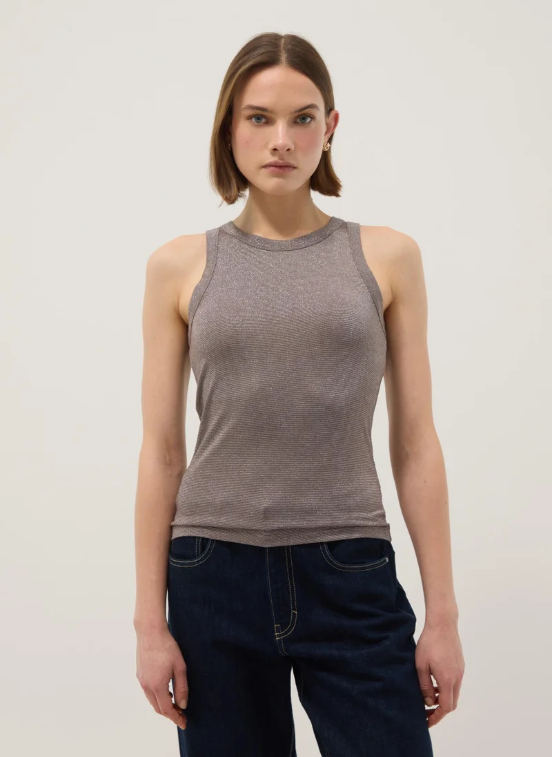 او في اس OVS Grey Sparkly Regular Fit Top With Thin Straps