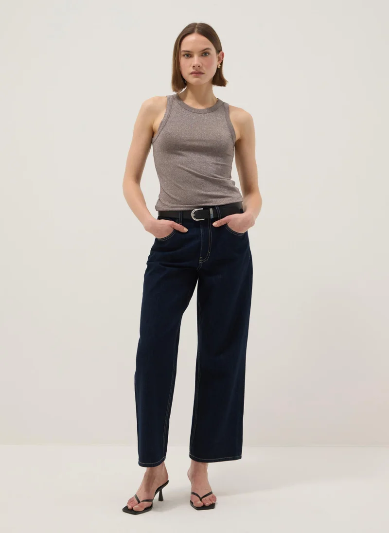 او في اس OVS Grey Sparkly Regular Fit Top With Thin Straps
