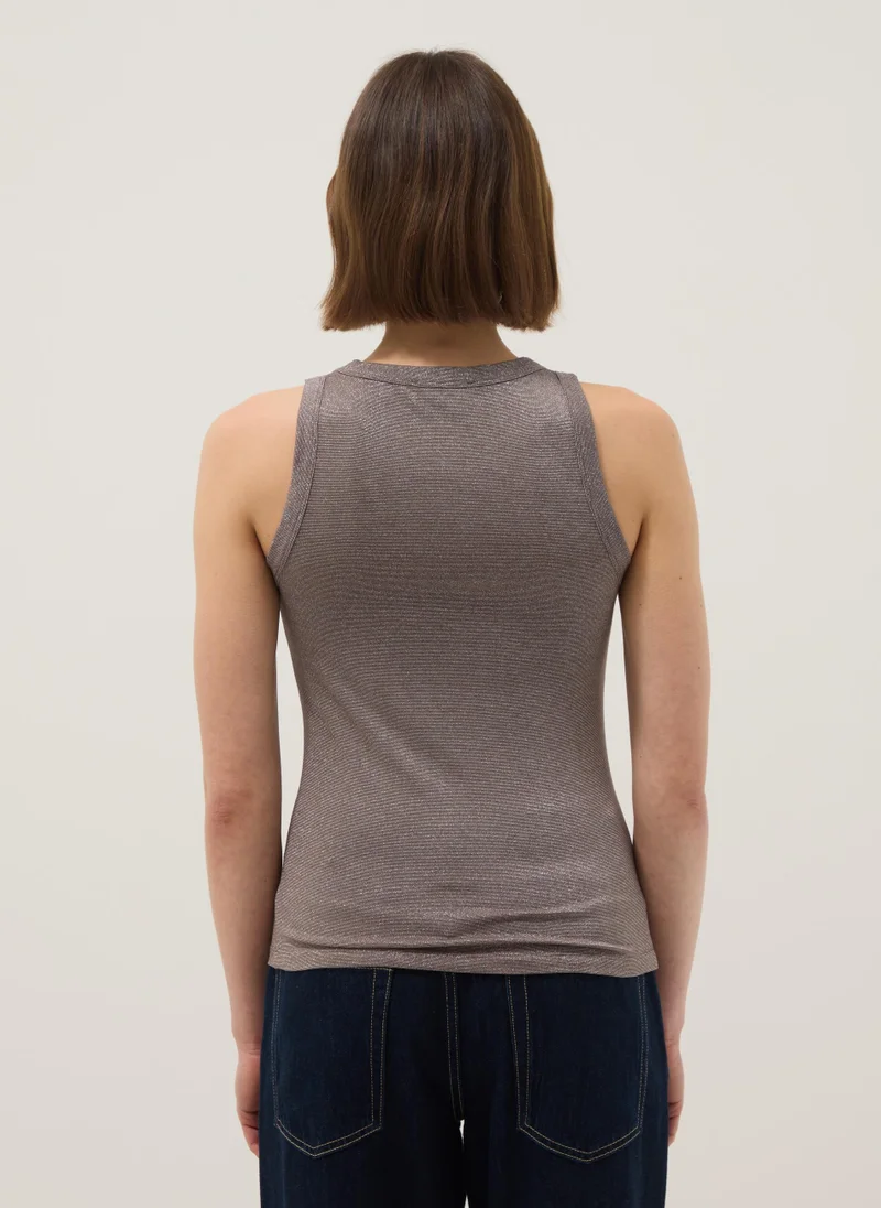 Ovs  OVS Grey Sparkly Regular Fit Top With Thin Straps for Women | Best Price UAE
